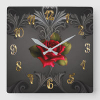 Gothic Glamour Rote Rose Schwarze Ornamente Glamou