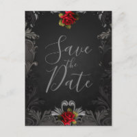 Gothic Glamour Rote Rose Zierde Hochzeitsankündigu