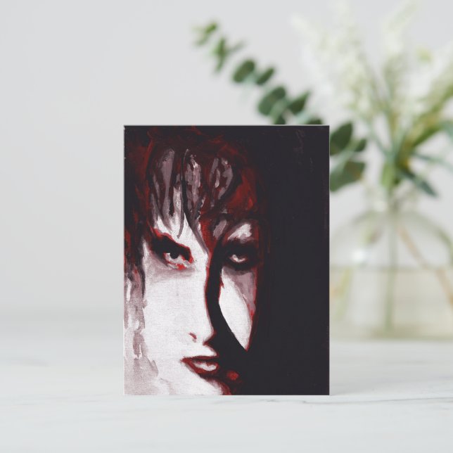 Gothic God Post Punk Goth Music Man Portrait Art Postkarte (Stehend Vorderseite)