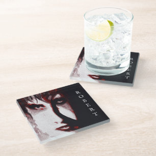 Gothic God Post Punk Goth Musik Mann Porträt Kunst Glasuntersetzer