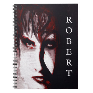 Gothic God Post Punk Goth Musik Mann Porträt Kunst Notizblock
