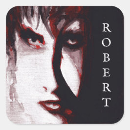 Gothic God Post Punk Goth Musik Mann Porträt Kunst Quadratischer Aufkleber