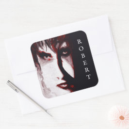 Gothic God Post Punk Goth Musik Mann Porträt Kunst Quadratischer Aufkleber