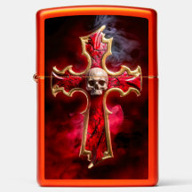 Gothic Gold Cross with Gold Skull