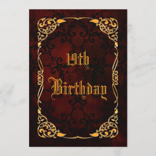 Gothic Gold Gerahmt 19. Geburtstag Einladung