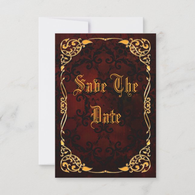 Gothic Gold Gerahmt 35. Geburtstag Save the Date (Vorderseite)