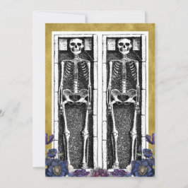 Gothic Gold Skeleton Spooky Halloween-Party Einladung
