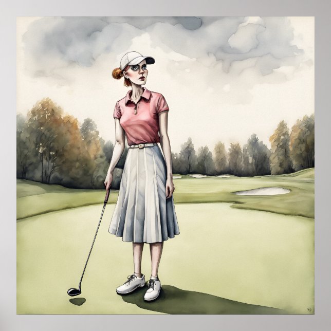 Gothic Golfer - Golf Art Print Poster (Vorne)