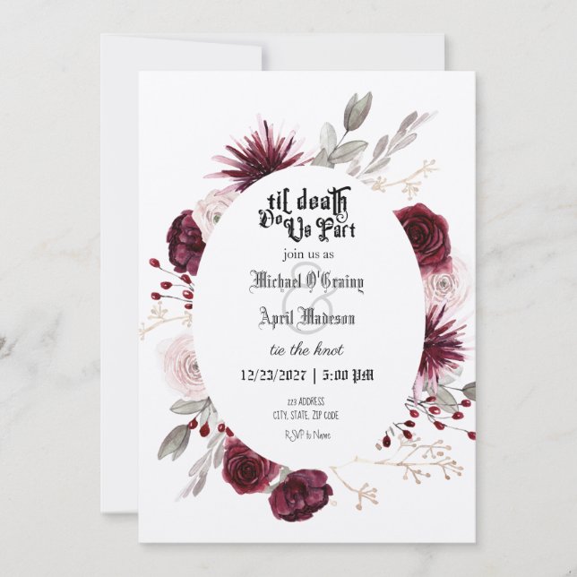 Gothic Goth Dark Wedding Einladung (Vorderseite)