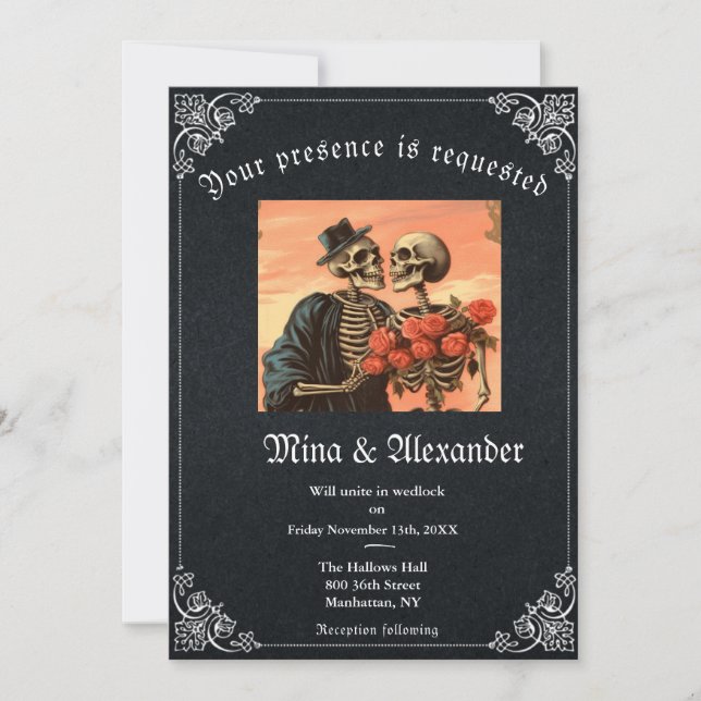 Gothic Goth Skeleton QR Code Wedding (Vorderseite)