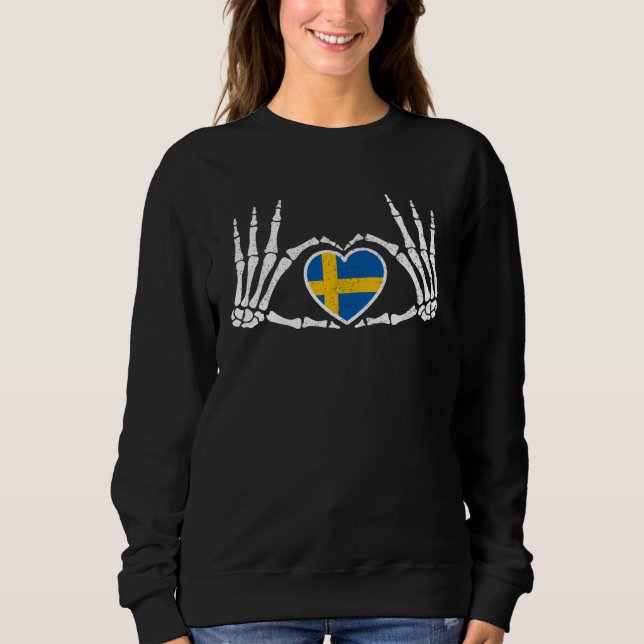 Gothic Goth Skeleton Sweden Swedish Halloween Cost Sweatshirt (Vorderseite)