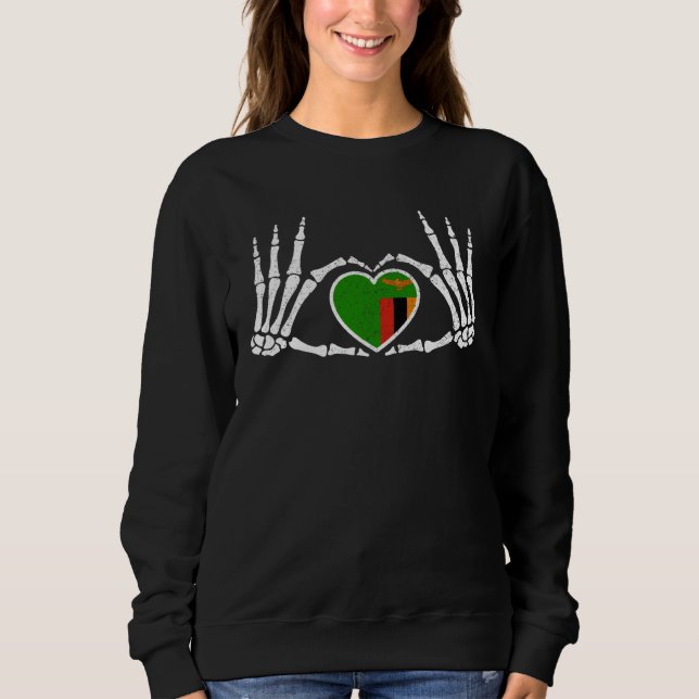 Gothic Goth Skeleton Zambia Zambian Halloween Cost Sweatshirt (Vorderseite)