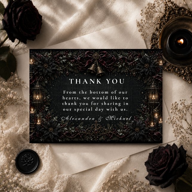 Gothic Gotische Winterhochzeit Dankeskarte (Von Creator hochgeladen)