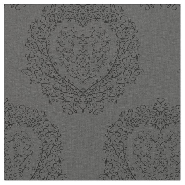 Gothic Graues Schwarzes Herz Stoff (Nahaufnahme)