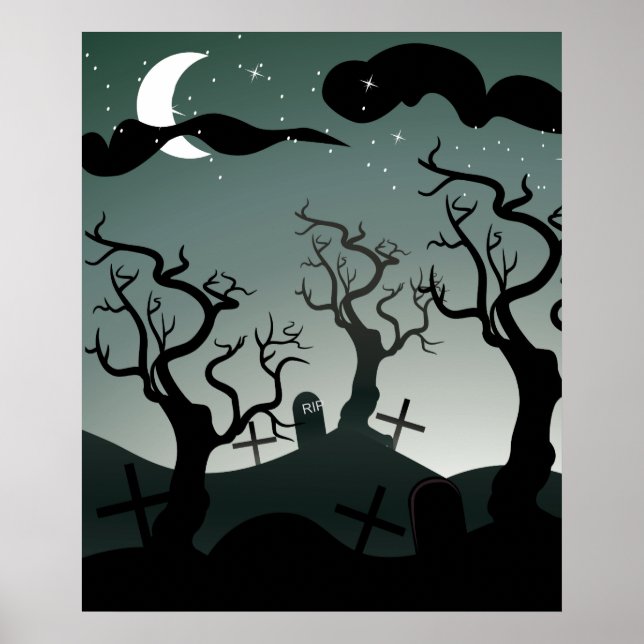 Gothic Graveyard Bäume Poster (Vorne)