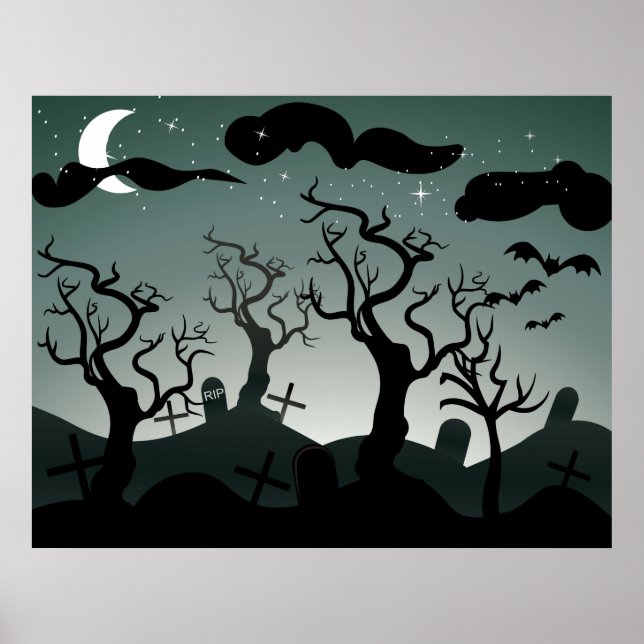Gothic Graveyard Bäume Poster (Vorne)