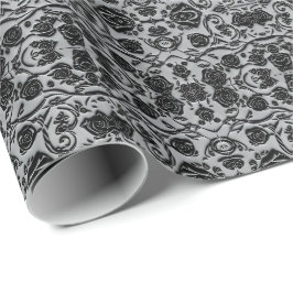 Gothic Graveyard Black Rose Muster Geschenkpapier