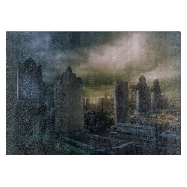 Gothic Graveyard Glass Cutting Board Schneidebrett (Vorderseite)