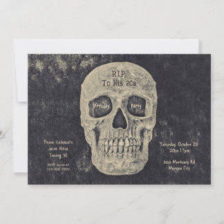 Gothic Gray Beige Skull Geburtstagsbär RIP zu sein Einladung