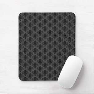 Gothic Gray Black Damask Muster Mousepad
