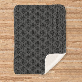Gothic Gray Black Damask Muster Sherpadecke