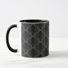 Gothic Gray Black Damask Muster Tasse