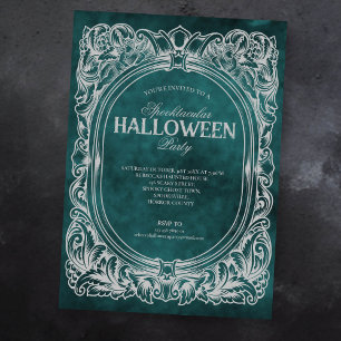Gothic Green Gray Halloween-Party Einladung