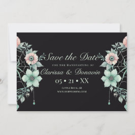 Gothic Green Mint Floral Spider Web Handfasts Save The Date