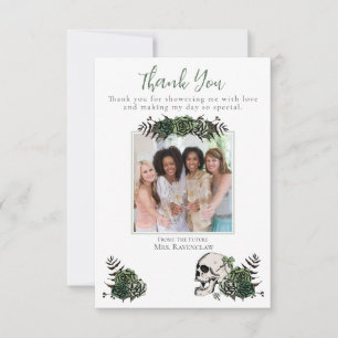 Gothic Green Skull und Blume Irish Brautparty Dankeskarte