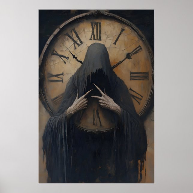 Gothic Grim Reaper Clock Art Printable Dark Poster (Vorne)