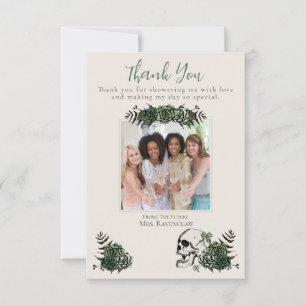 Gothic Grüner Totenkopf und Blumen Irischer Jungge Dankeskarte