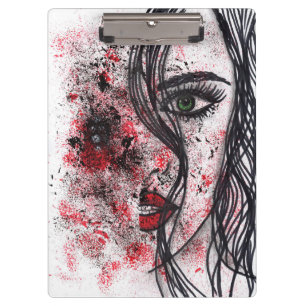 Gothic Grunge Abstractes Mädchenporträt Linienkuns Klemmbrett