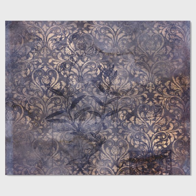 Gothic Grunge Indigo  Geschenkpapier (Flach)