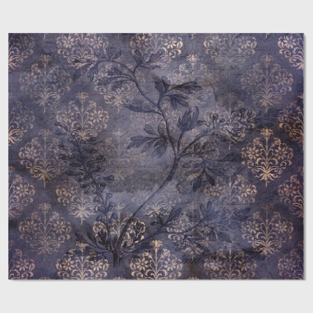 Gothic Grunge Indigo  Geschenkpapier (Flach)