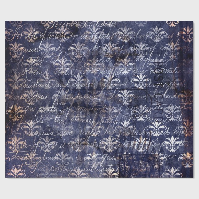 Gothic Grunge Indigo  Geschenkpapier (Flach)