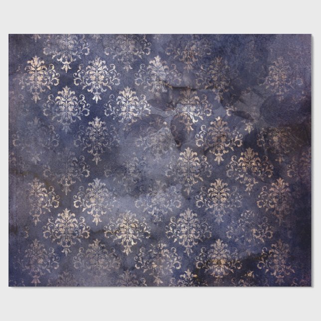 Gothic Grunge Indigo  Geschenkpapier (Flach)