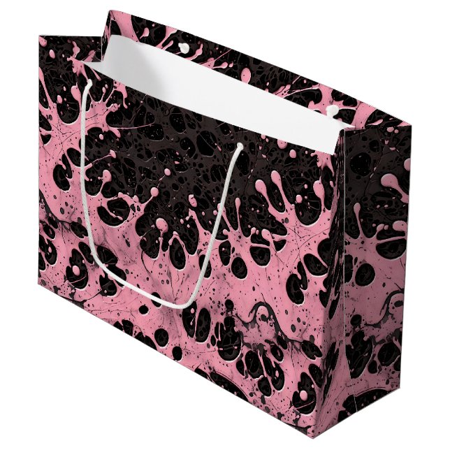 Gothic Grunge Pink Paint Splash Große Geschenktüte (Vorderseite Schrägansicht)