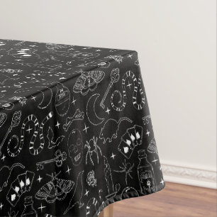 Gothic Grunge Schwarz und Weiß Gemustert Tischdecke