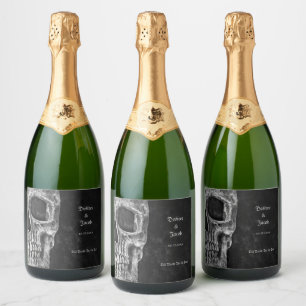 Gothic Half Skull Cool Schwarz-Weiß-Grunge