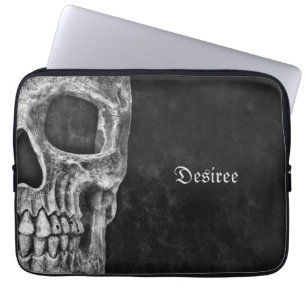 Gothic Half Skull Cool Schwarz-Weiß-Grunge Laptopschutzhülle