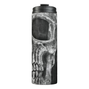 Gothic Half Skull Cool Schwarz-Weiß-Textur Thermosbecher