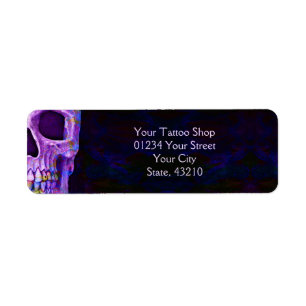 Gothic Half Skull Gesicht Lila Blue Tattoo Shop
