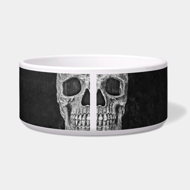 Gothic Half Skull Kopf Cool Schwarz-Weiß-Grunge Napf (Rückseite)