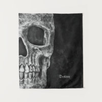 Gothic Half Skull Kopf Cool Schwarz-Weiß-Grunge