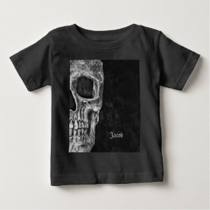Gothic Half Skull Schwarz und Weiß Cool Grunge Baby T-shirt