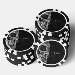 Gothic Half Skull Schwarz und Weiß Cool Grunge Pokerchips