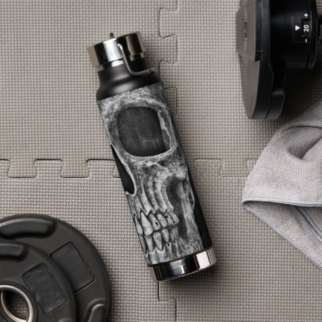 Gothic Half Skull Schwarz-Weiß Coole Textur Trinkflasche (Fitnessstudio)
