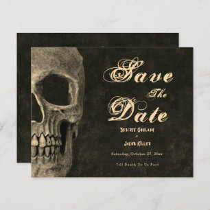 Gothic Half Skull Sepia Save the Date