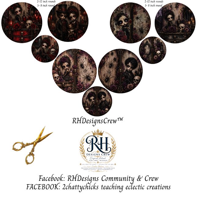 Gothic Halloween 12 & 8" Runde Decoupage Geschenkpapier Set (Von Creator hochgeladen)