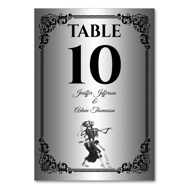 Gothic Halloween Alternative Hochzeit Tischnummer (Vorderseite)